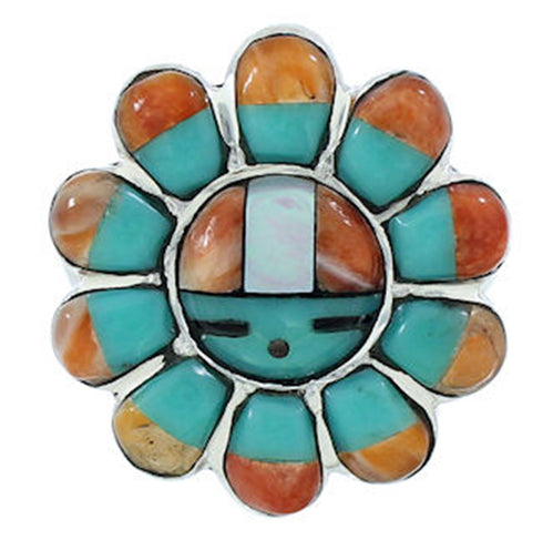 Sun Multicolor Southwest Silver Jewelry Ring Size 6-1/2 YS72140